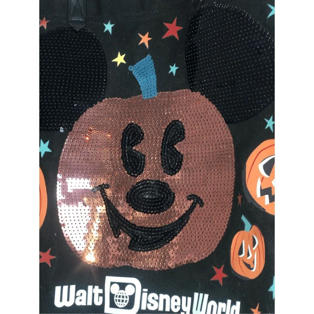 Disney tote black bag halloween punkis sequins 13”x15”